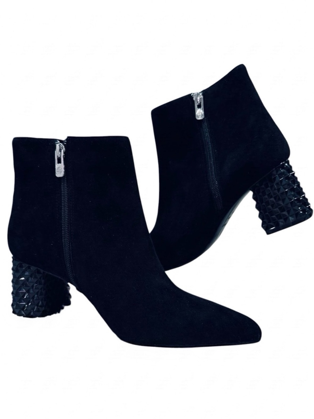 Antonio Melani Suede Lucite Block Heel Booties